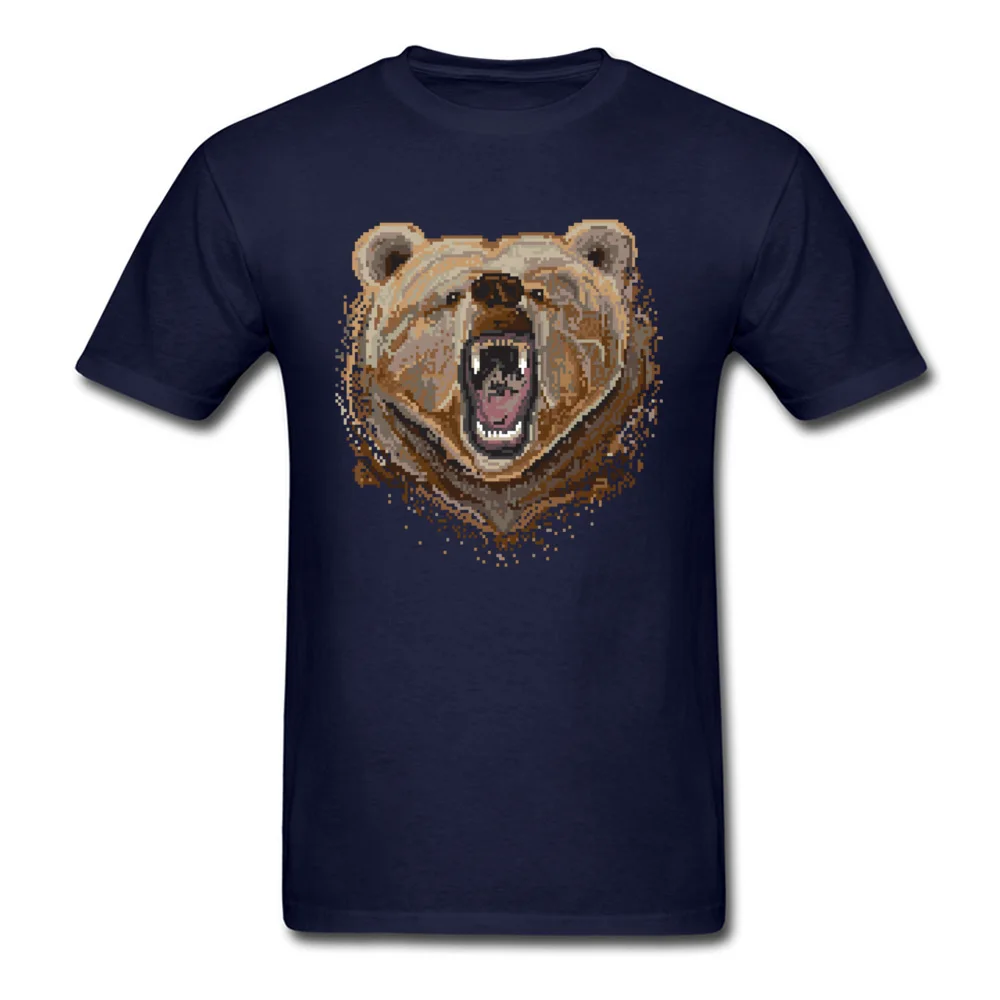 Pixel Bear Round Neck T-shirts Summer/Autumn Tops Tees Short Sleeve Wholesale 100% Cotton Unique T-shirts Casual Men Pixel Bear navy