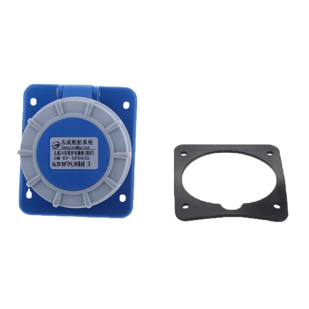 

1 Set Marine Shore Power Socket & Gasket ABS IP67 Waterproof 16A 220-250V For Marine Boat Yacht RV Etc Flame Retardant