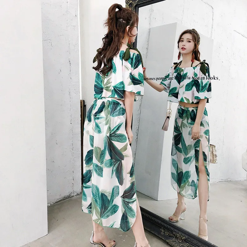 

Plus Size Swimwear Woman Bikini Bathing Suit 2019 Women Split Bath Swim Top Beach Wear Long Sleeve Korea Skirt Print Polyester