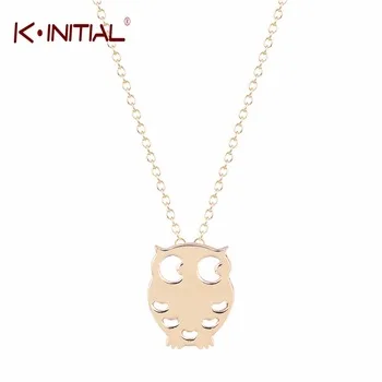 1Pcs Gold Silver Plated Night Owl Necklace Bird Charm Necklace Designs Statement Women Necklace Chain Long Necklaces & Pendants