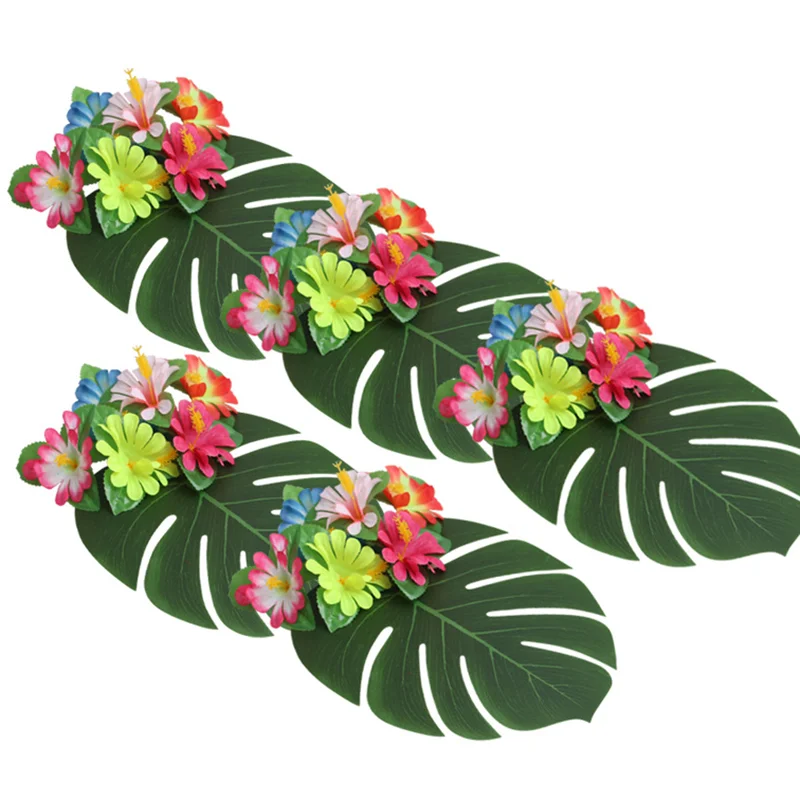 12Pcs Artificial Palm Leaves Hawaiian Luau Theme Party Decorative Palm Leaves for Wedding Decoration Summer Party Decoration