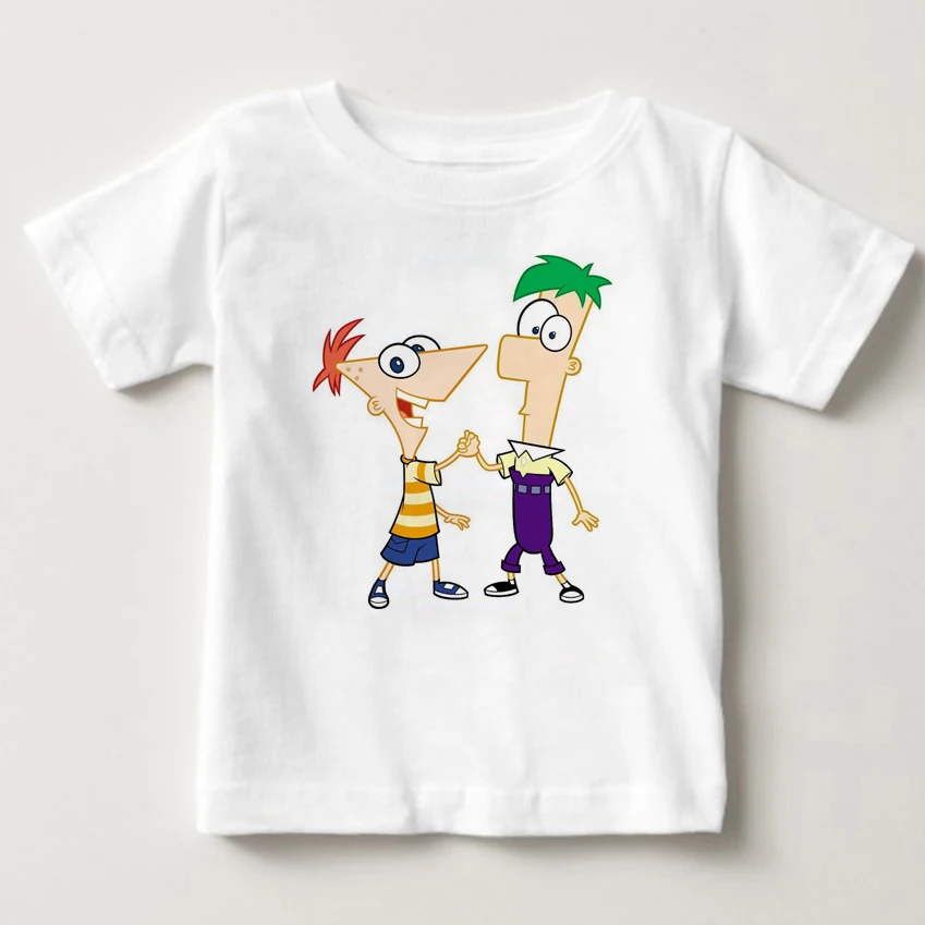 

Phineas and Ferb Perry Flynn Fletcher Print Original Design Fashion Style Casual Cotton Children Summer Tshirt MJ