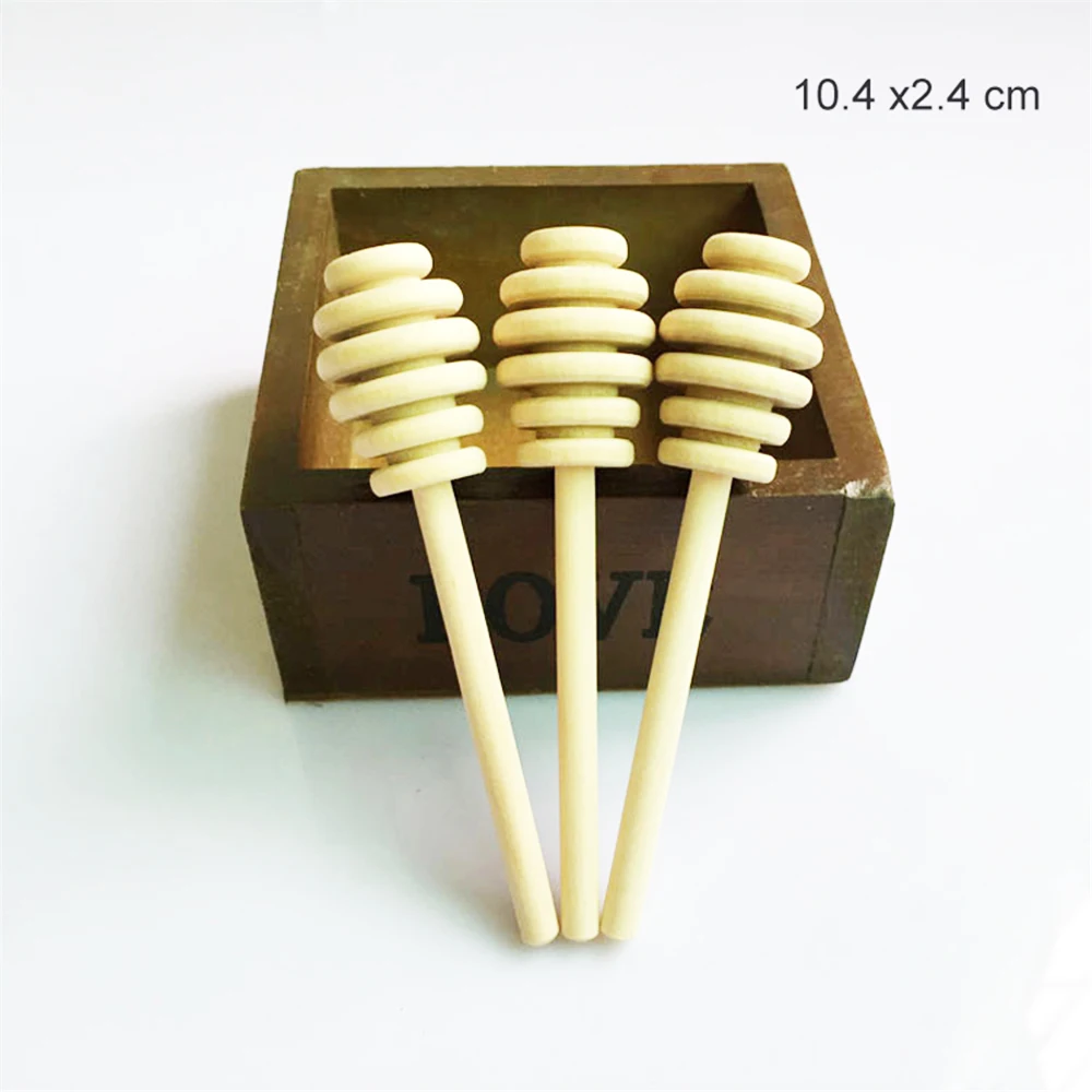 200pcs Wooden Honey Dipper 10.4 x2.4cm Wooden Stick For Honey Jar