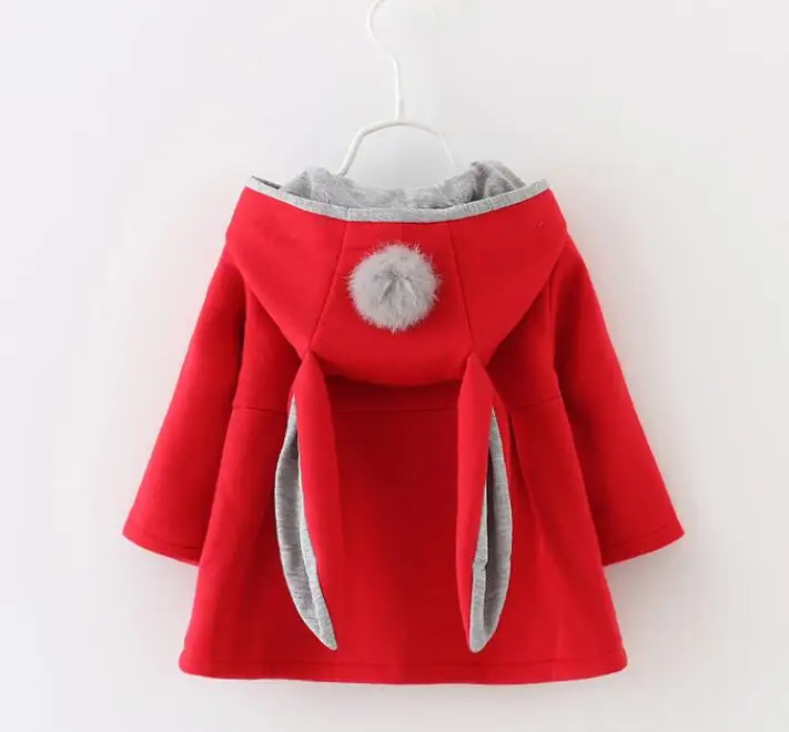 

Autumn and winter new girls sweater coat cotton long rabbit ears hooded jacket girls children's clothing