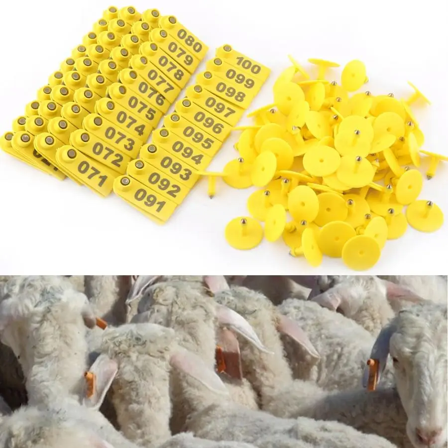 

Ear Tags For Cattle Farm Animal Identification Card 100Pcs/Set Sheep Goat Pig Cattle Beef Cow Livestock Ear Number Tags