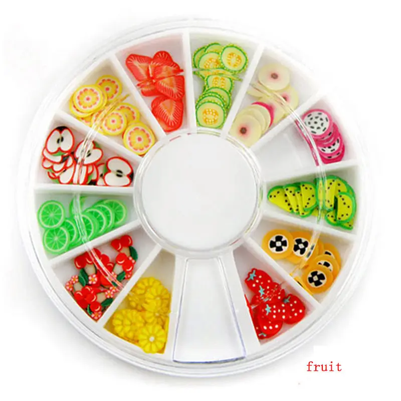 120 шт ломтик маникюрное колесо Fimo акриловые украшения для ногтей советы разноцветные