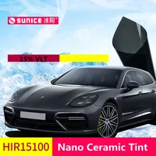 SUNICE 15% VLT Защита от ультрафиолетовых лучей черный нано керамический ТИНТ Buliding стекло клей авто тонировка теплоизоляция 1,52 м x 60 м взрывозащищенный