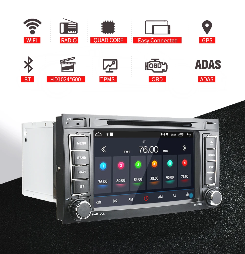 Discount Kapud Car DVD Player with Buttons Touch Screen Stereo GPS Navi For Volkswagen Touarg with BT/MIC/DAB/OBD/Mirror Link 1