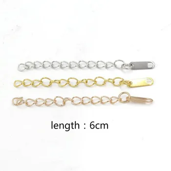 

20pcs/lot Stainless Steel 3 Colors Extended Extension Chains Extender Jewelry Making Necklace Bracelet Chains Accessories 6cm
