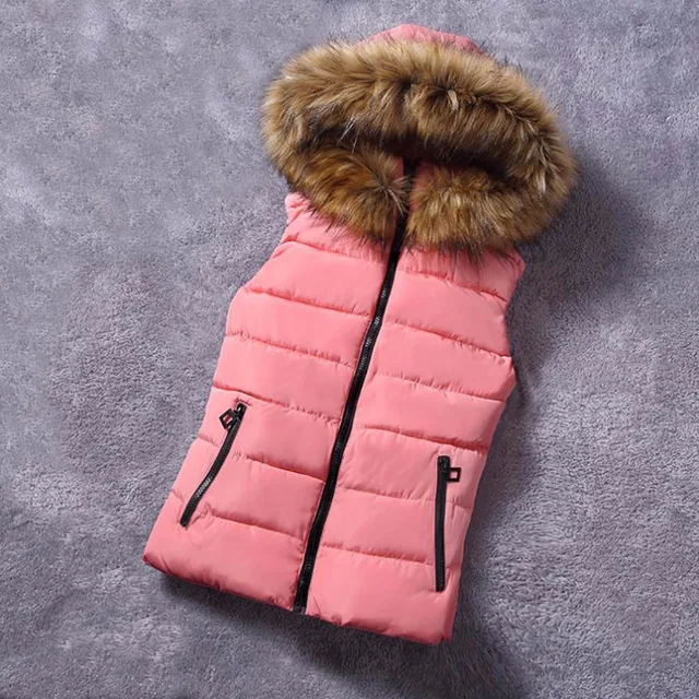 2018 Brand Winter Vest Women Jacket Coat Down Cotton Casual Hooded Women's Fur Vests waistcoat Female vestidos Large size cloth