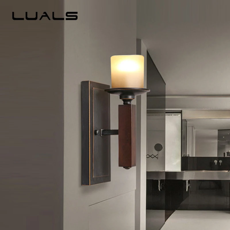 

Nordic Vintage Wall Lamp Pastoral Style Wall Lights Bedroom Bedside Wall Lamps Contracted Metal Do old Art Deco Lighting