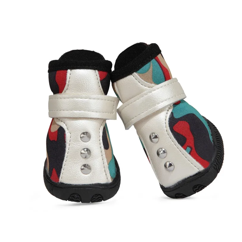 5-Size Winter Warm Cotton Shoes for Dogs 4PcsSet Camouflage Dog Boots Outdoor Snow Walking Puppy Sneakers Pet Supplies 40DC20 (2)