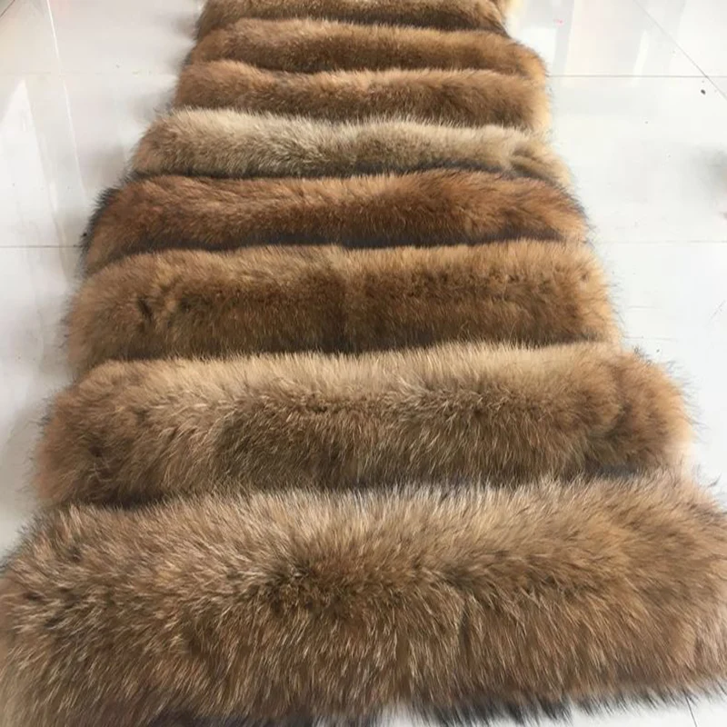 

100% Natural Jacket Fur Collar Real Raccoon Fur Women Scarves Winter Coat Female Neck Cap Long Warm Genuine Fur Scarf Big Size