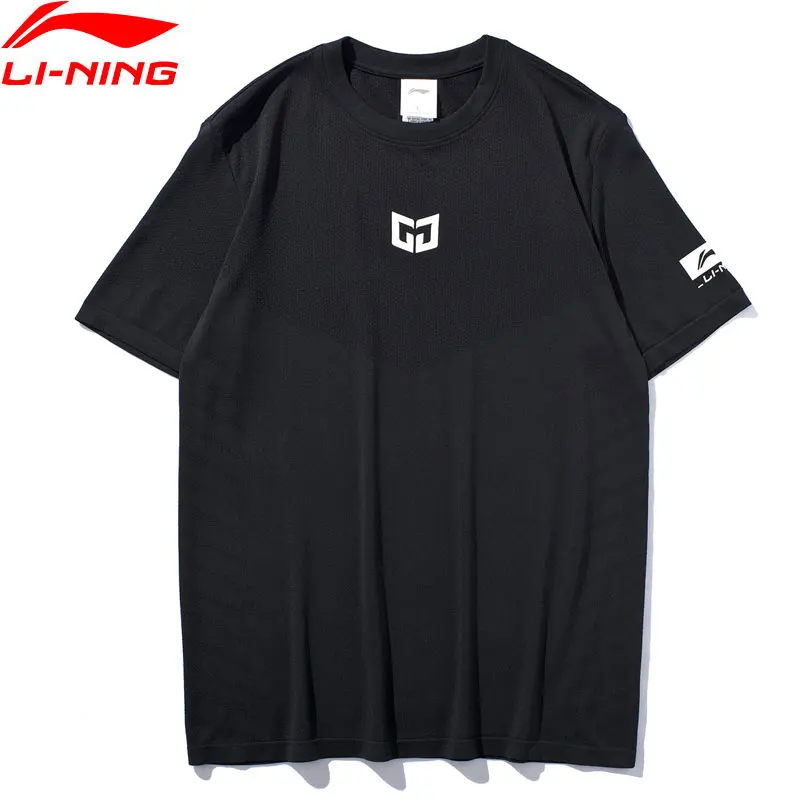 Li-Ning Мужская баскетбольная футболка с коротким рукавом CJ McCollum, облегающая Спортивная футболка с дышащей подкладкой AHSP081 MTS3078