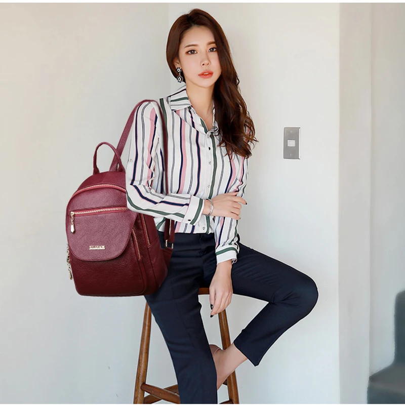 Mochilas de cuero para las mujeres 2018 de gran capacidad viaje mochila mujer Mochilas señoras mochila marca de lujo Casual Daypack nuevo