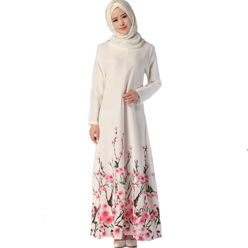 Womens Muslim Kaftan Islamic Arab Jilbab Abaya Vintage Long Sleeve...