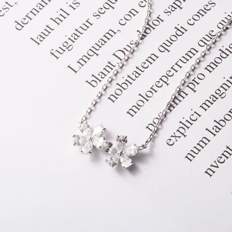 

flower pendant necklace 925 sterling silver zircon for women friendship fashion necklace jewelry banquet wedding party