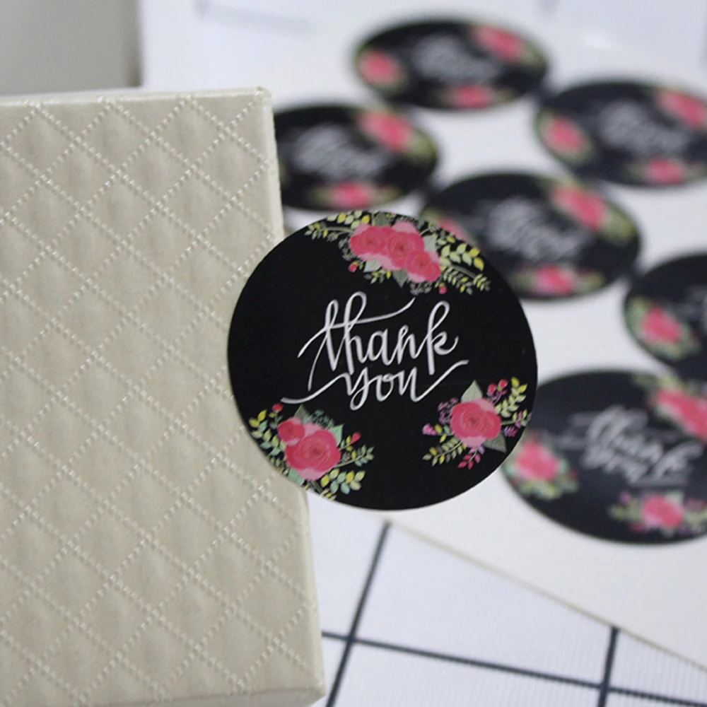 

120pcs/lot Flower Thank You Seal Sticker Decorative Gifts Baking Package Labels