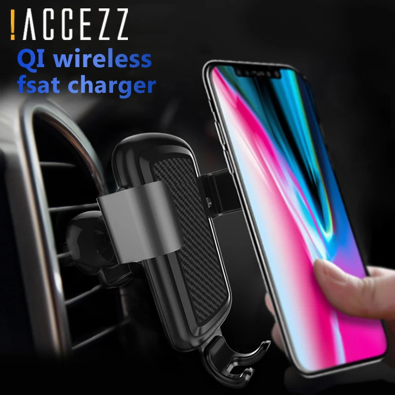 ! ACCEZZ 2 в 1 ABS портативная Автомобильная Qi Беспроводная зарядка для iphone 8 Plus X samsung S6 S7