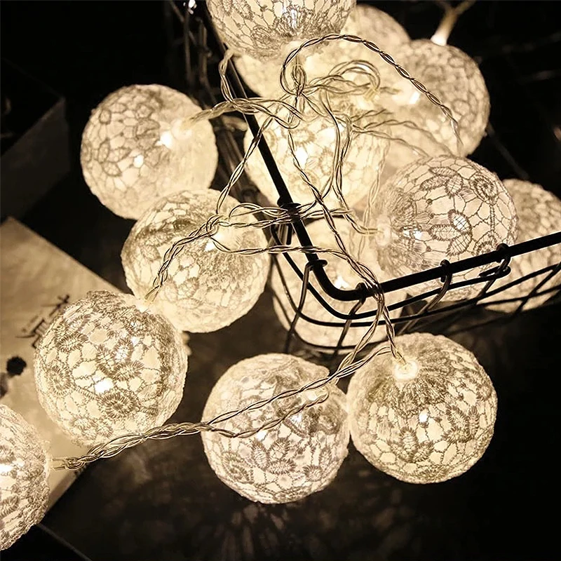 6 cm encaje de algodón bolas de hadas luz de la secuencia 1,5 m 3 M luz LED de cadena guirnalda de vacaciones caliente /RGB Luces Decoración 6 cm encaje de algodón bolas de hadas luz de la secuencia 1,5 m 3 M luz LED de cadena guirnalda de vacaciones caliente /RGB Luces Decoración