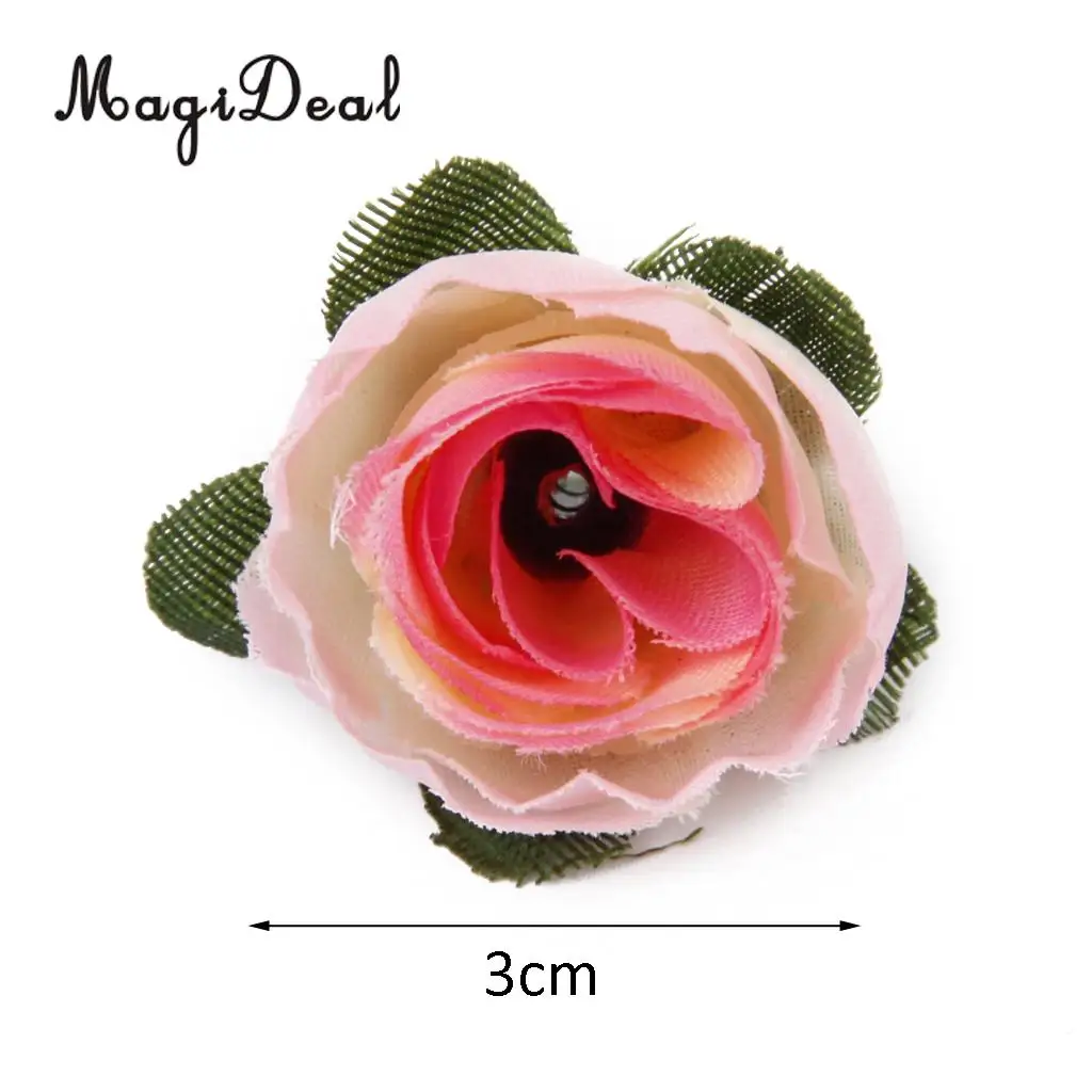MagiDeal Lifelike 50Pcs/Lot 3cm Artificial Silk Roses Flower Heads Craft for Wedding Headbands Hat Card Photo Albums Party Decor