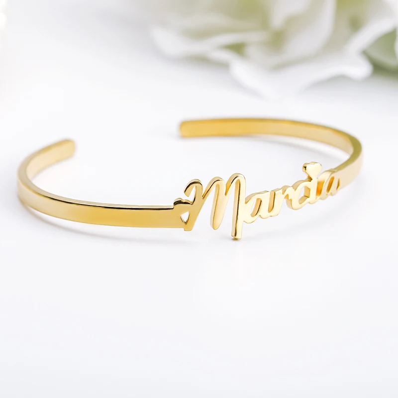 Custom Jewelry Personalized Name Bangle For Women Gold Signature Bracelet Bangle Adjustable Armbanden Voor Vrouwen Christmas