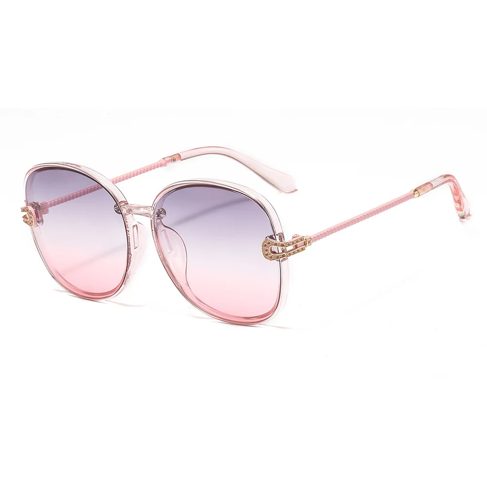 Роскошные женские крупные солнцезащитные очки со стразами модные блестящие алмазные солнцезащитные очки с большой оправой винтажные брендовые дизайнерские солнцезащитные очки - Цвет линз: purple pink
