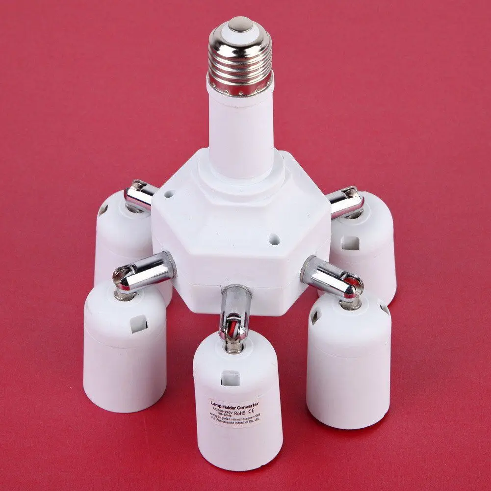 

Photography Home E27 to E27 Socket Splitter Adapter Lamp Bulbs Base Holder for Photo Softbox (Free Swing 6+1 port)