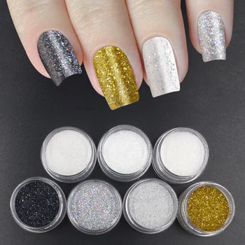 

1g/Box 8 Colors Glod Silver Holographic Gradient Powder Shining Sugar Nail Glitter Dust Nail Art Decoration Bling Manicure