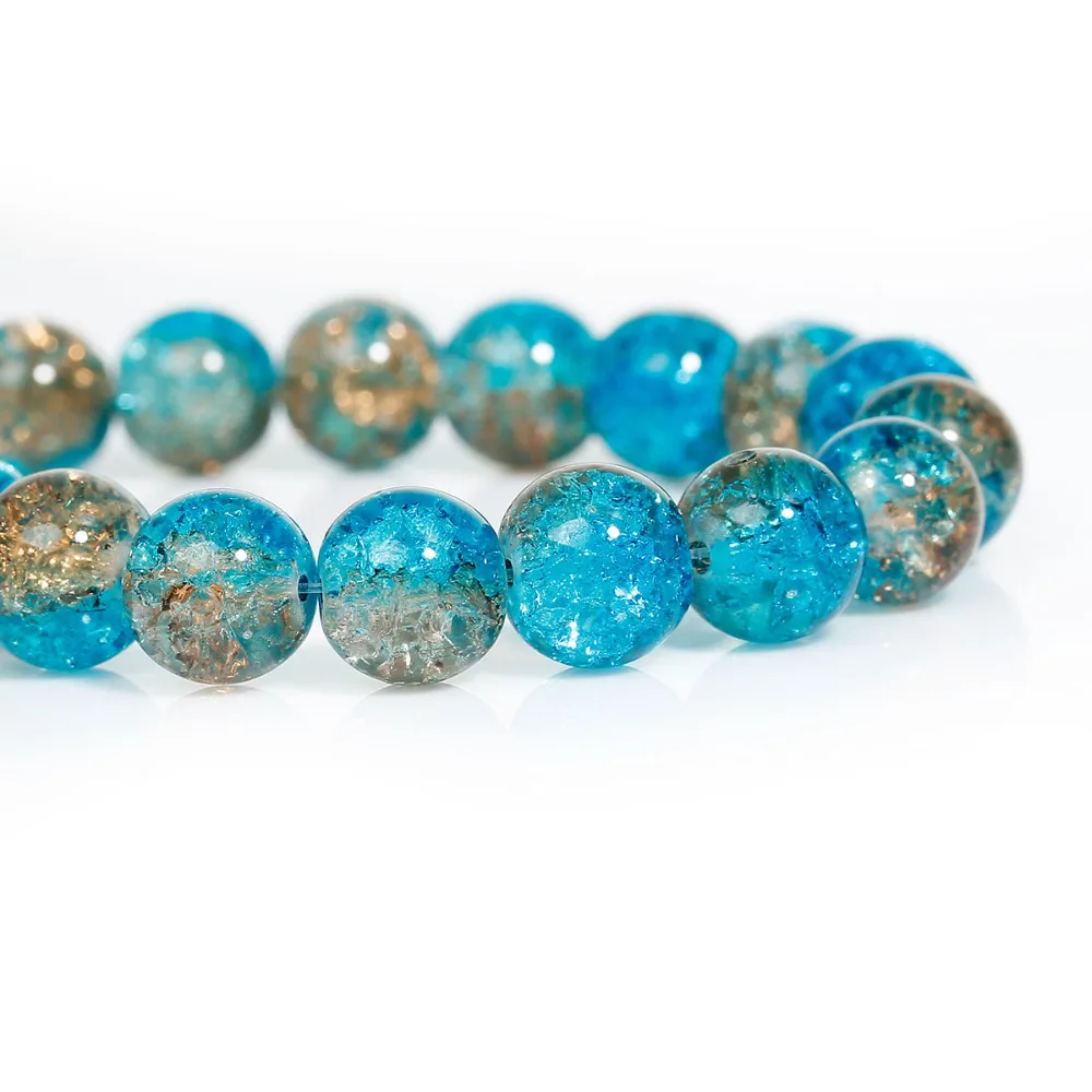 

DoreenBeads 10mm Water Sticky Bead Blue & Coffee Crackle Glass Beads 2 Strands (About 85PCs/Strand) (B12254)