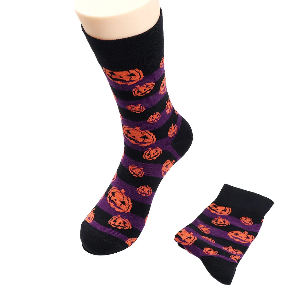 Зимние теплые носки с героями мультфильмов; мужские хлопчатобумажные носки на Хэллоуин с изображением летучих мышей и тыквы в стиле Харадзюку; вечерние носки для костюмированной вечеринки