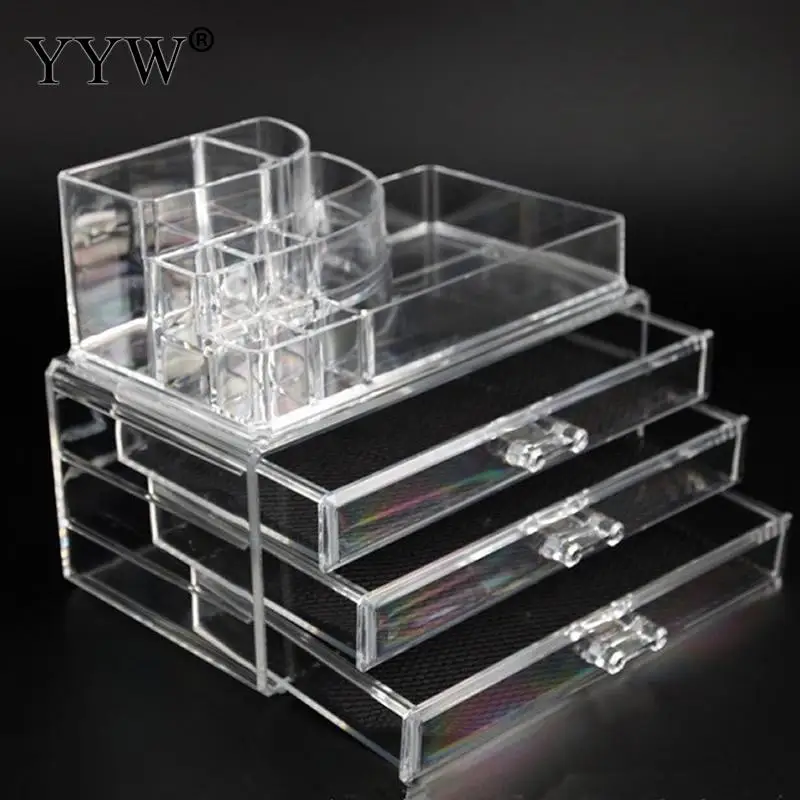 

2pcs/Lot Transparent Acrylic Storage Drawer Makeup Organizer Table Jewelry Accessories Storage Box Home Storage Holders