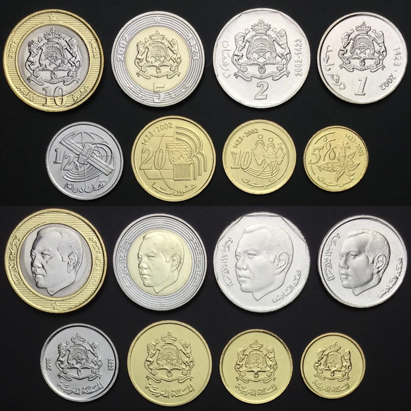 

8pcs Morocco coin 100% original coin collection 2002 version Not circulated