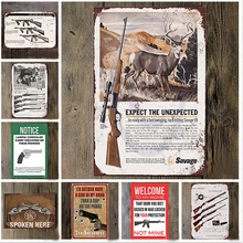 Пистолет Винтаж жестяная вывеска бар украшение для стен дома, паба ретро металл искусство пиво кофе плакат тарелка