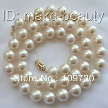 Ювелирные изделия 00601 потрясающий большой 10 мм круглый белый пресноводные искусственные жемчужное ожерелье