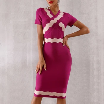 

Seamyla 2020 New Summer Women Bandage Dress Elegant Short Sleeve Bodycon Club Dresses Vestido Sexy Celebrity Evening Party Dress