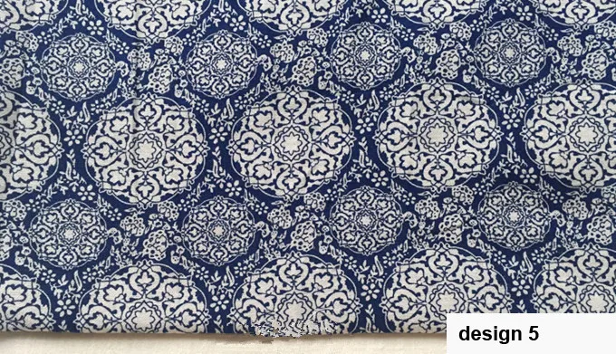Льняная хлопковая ткань лоскутное одеяло ремесла Diy шитье Tissus Китайская Этническая льняная ткань с принтом синий белый