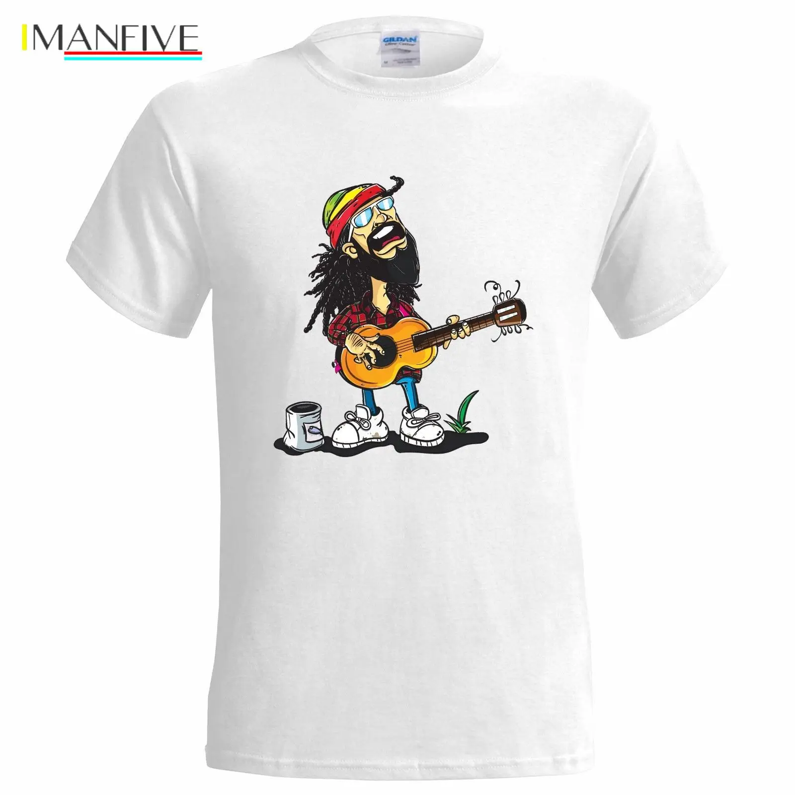 

REGGAE BUSKER DESIGN MENS T SHIRT FESTIVAL MUSIC GUITAR RASTA MUSICIAN MARLEY T Shirt Cotton Men Short Sleeve Tee Shirts
