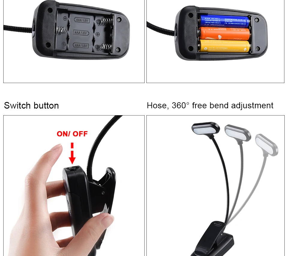 LED Book Light Reading Light Flexible Book Lamp Clip Table Desk Lamp For Notebook Laptop PC Computers (8)