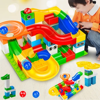 

Candice guo plastic toy Children block track ball building model DIY maze marble-run construction system race kid gift 52pcs/set