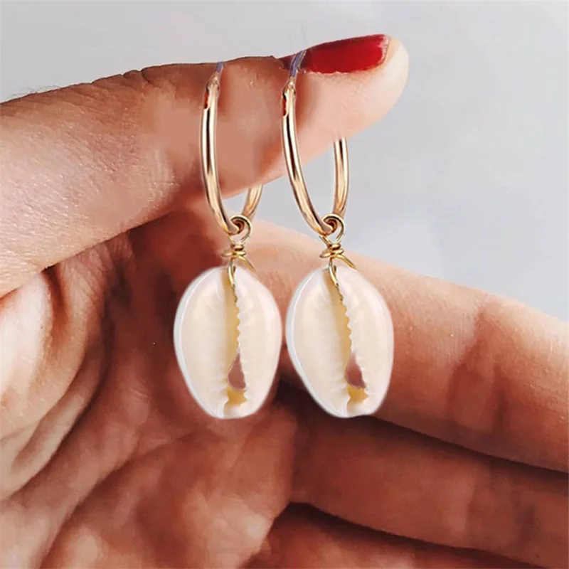 

IFMIA New DIY Sea Shell Pendant Earrings Women Boho Brincos Statement Gift Bohemia Handmade Gold Earrings Summer Fashion Jewelry