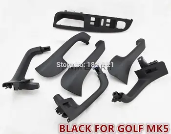

7PCS Black Interior Handle Door Grab window switch Bezel cover For VW Volkswagen Golf 5 GTi MK5 Jetta inner armrest 1K0 868 040B