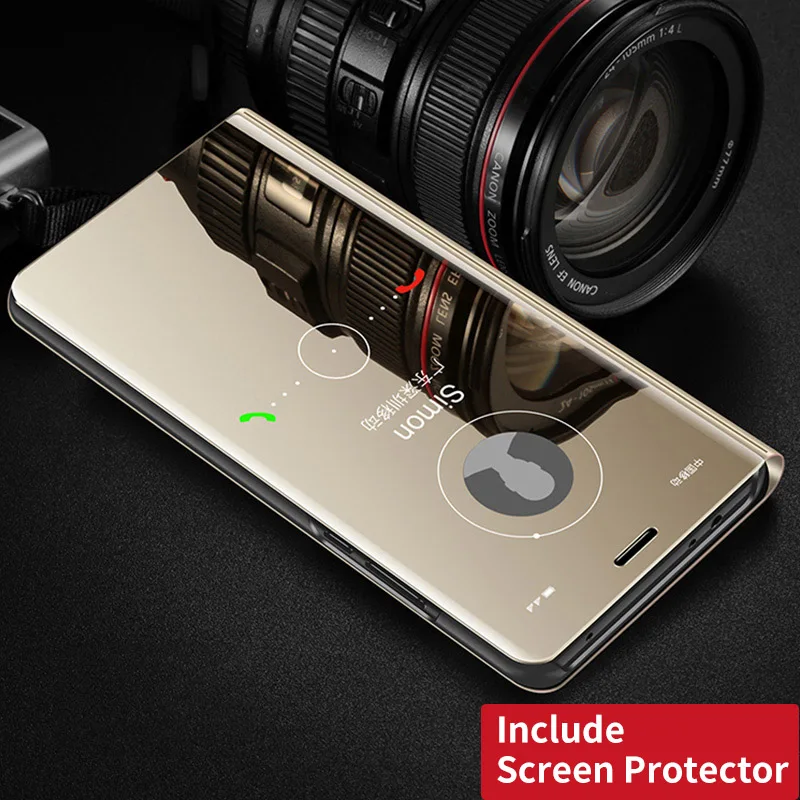 with screen glass Чехол для huawei mate 20 Pro 20X P20 P30 Pro, умный чехол, откидной прозрачный зеркальный чехол для просмотра mate 20 P 20 30 Pro, чехол Mofi 360, противоударный чехол - Цвет: with screen glass
