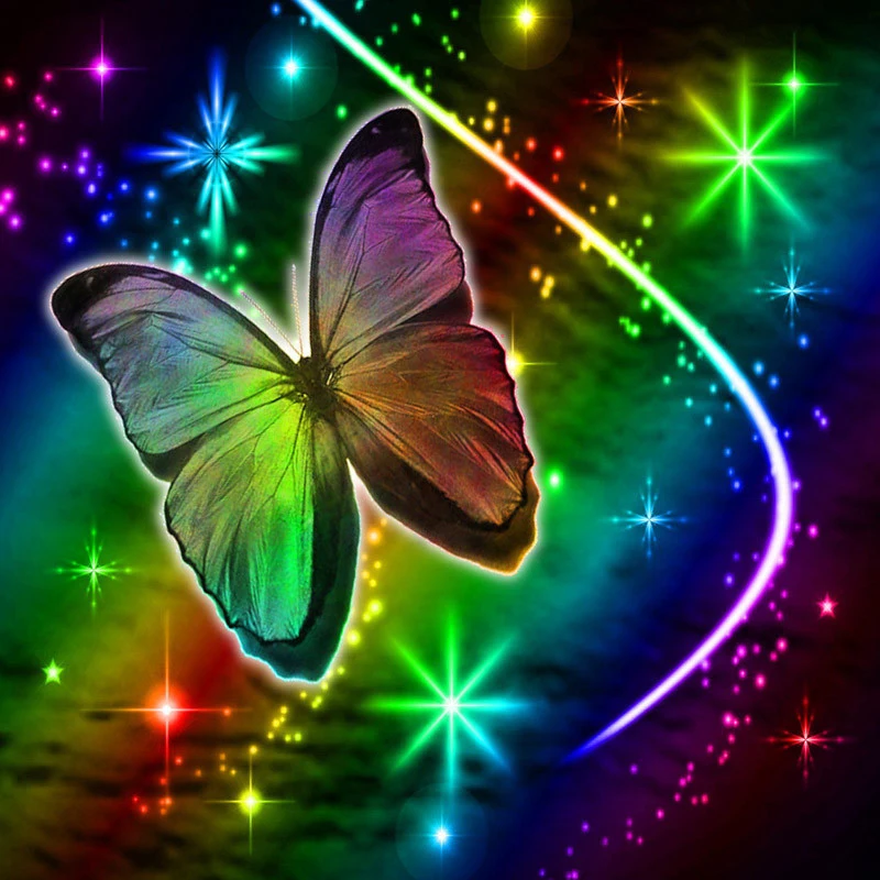

Full Round Diamond Painting Starry Colorful Butterfly Rhinestone Mosaic Diy Kits Diamond Embroidery Home Decoration Painting
