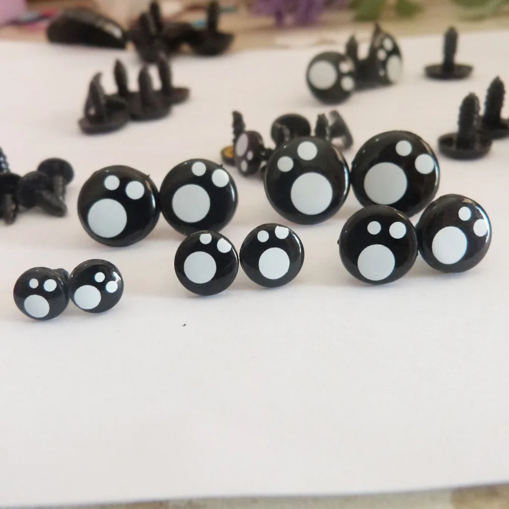 50pcs/lot 8/10/12/14/16mm round cute animal toy eyes plastic safety eyes & soft washer for plush doll accessories--size option