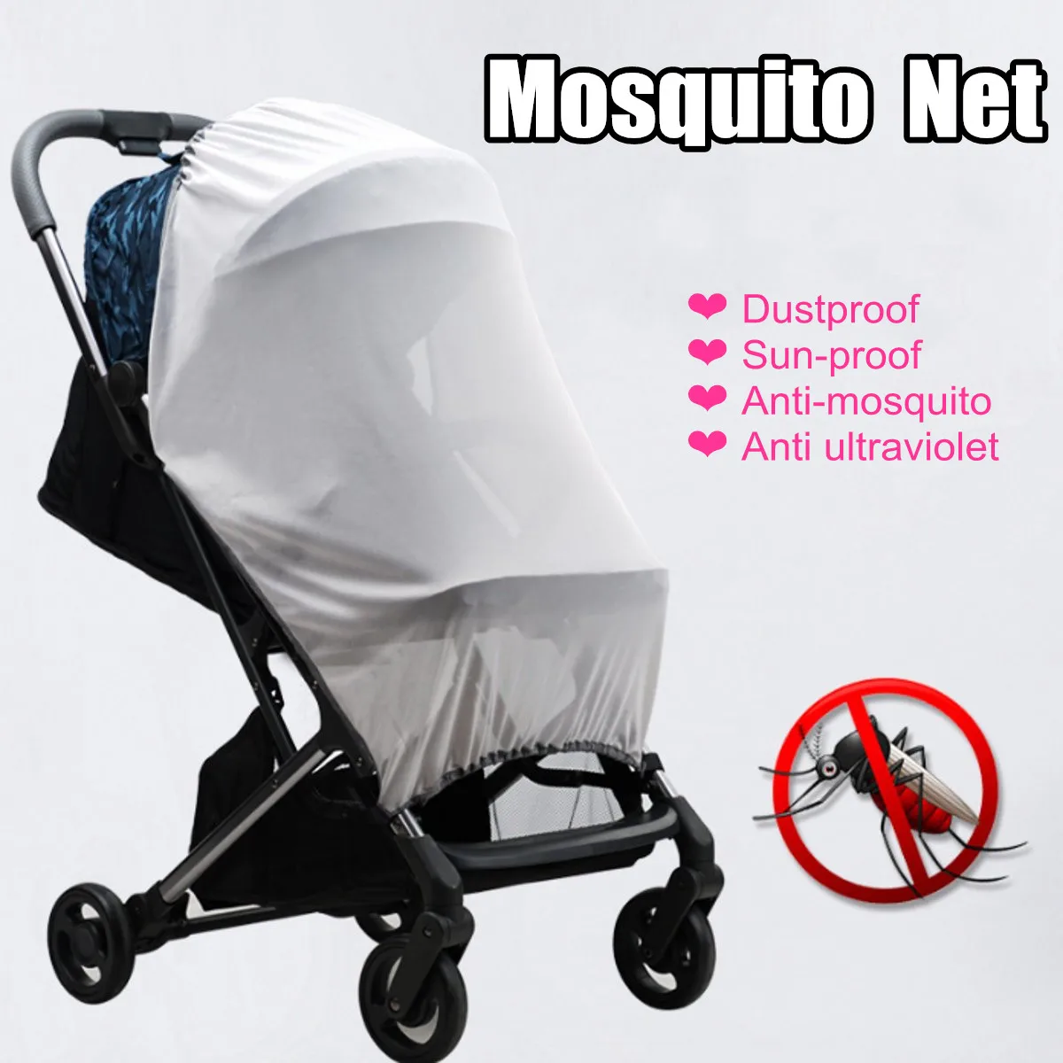 Детская противомоскитная сетка для коляски, полное покрытие от насекомых, детская складная полиэфирная сетка для детей, защита от солнца