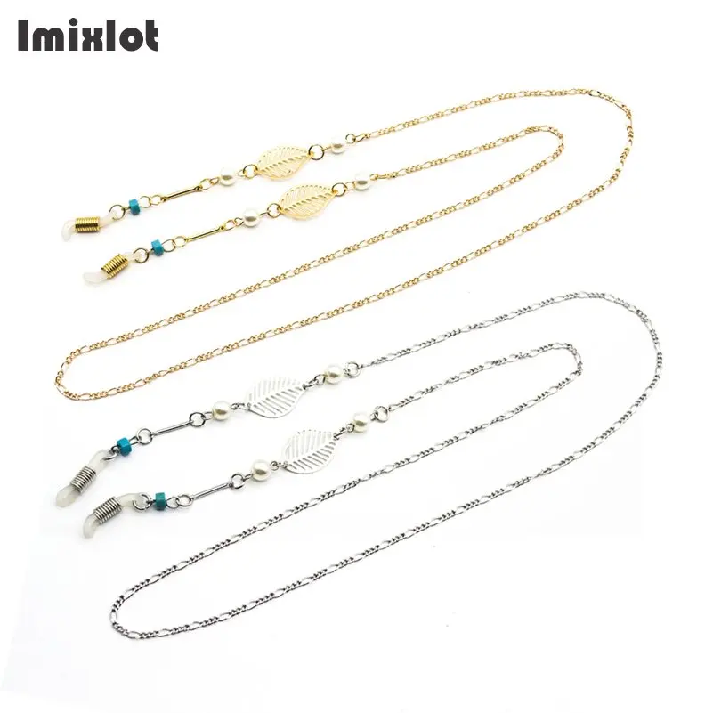 

Copper String Hollow Leaf Beaded Eyeglasses Chain Reading Glasses Metal Cords Sunglasses Spectacles Holders Optical Frames Rope