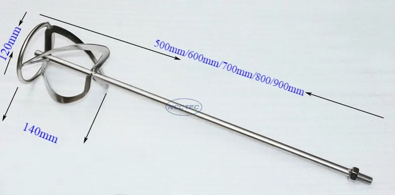 oil paint brushes #316 stainless steel Corrosion resistant NCCTEC paint mixer mixing paddle shaft for Corrosive items | length 28'' inch 700mm M14 artist paint brushes