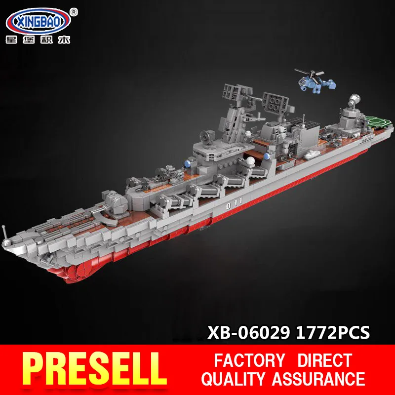 

XINGBAO 06029 1772pcs Military Series The Missile Cruiser Set Building Blocks Bricks New Kids Toys Christmas Gifts Ship Model