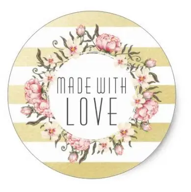 1 5inch font b Made b font With Love Modern Gold Stripe Floral Packaging Classic Round